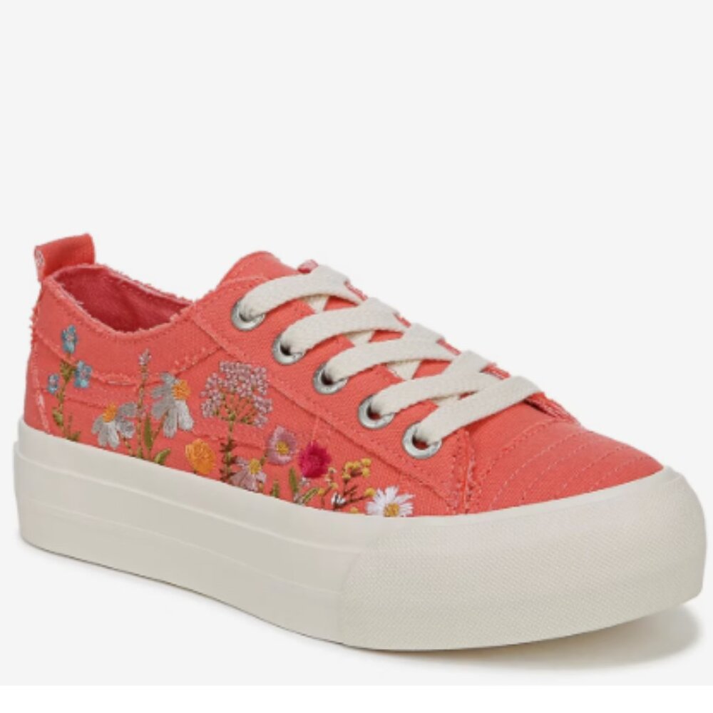 NWT BLOWFISH Sadie Floral Embroidered Sneakers in Pink/Orange Multi Size 6.5